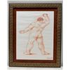 Image 1 : Male Figure w/ Knife by Artist Botero '89, 25" x 30.5" Framed