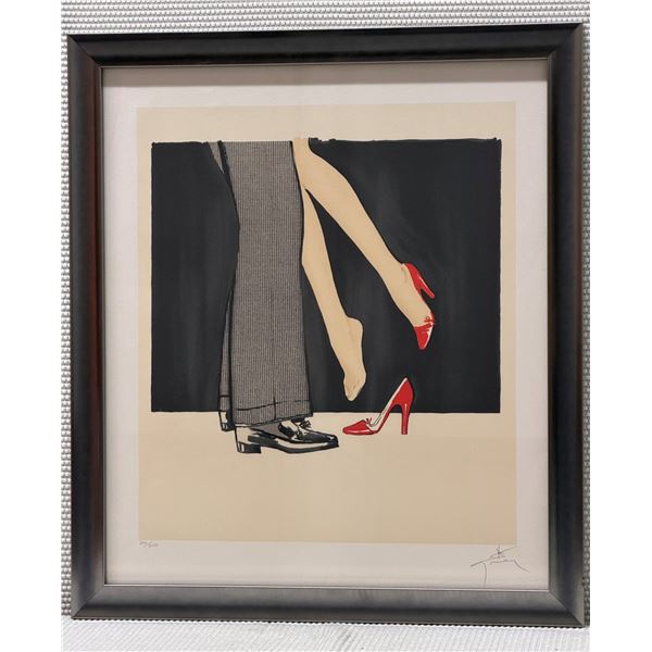 Bonjour Cherie Artwork by Artist Rene Gruau 1990 Numbered 300/300, 24" x 27" Framed