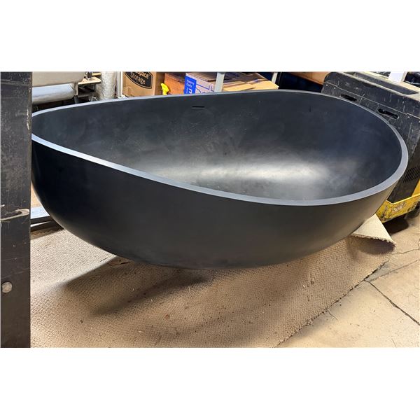 Black Modern Wave-Shaped Freestanding Bathtub 70.5" x 44" x 20"H
