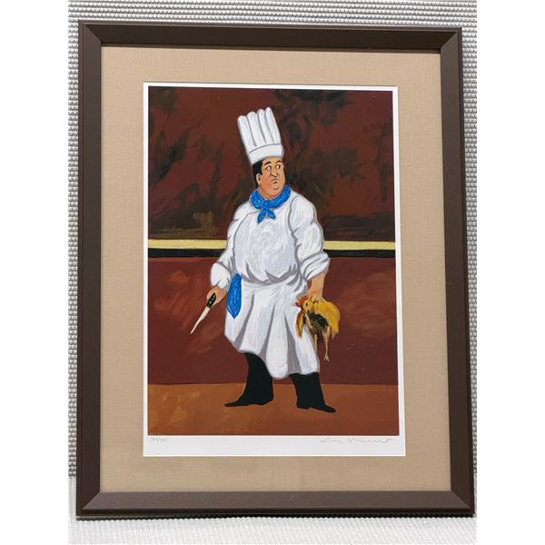 Chef Louis Serigraph by Artist Guy Buffet 2000, Numbered 363/595 w/ COA 21" x 27" Framed