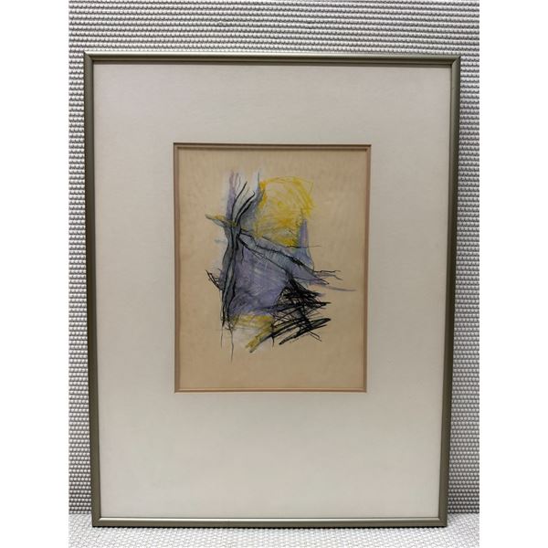 Agressives Schwarz Abstract Artwork by Artist U. Sejer-Hanson (?) 20" x 26" Framed