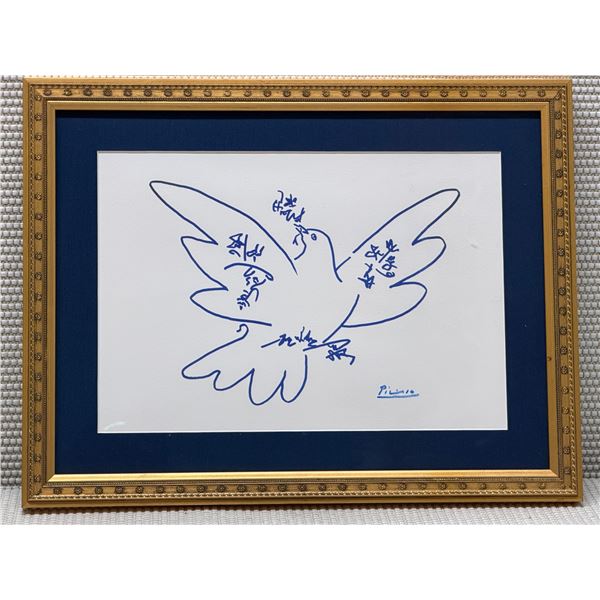 Colombe de la Paix Lithograph Litho de Picasso 1959 w/ COA 19" x 14" Framed