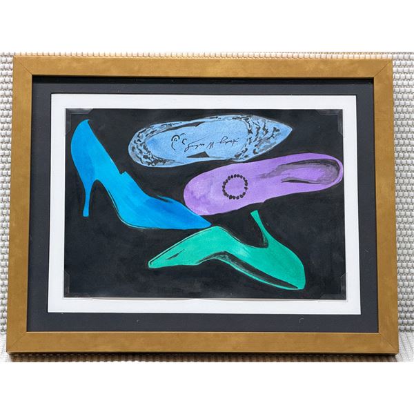 Diamond Dust Shoe Art Print After Andy Warhol 16" x 12" Framed