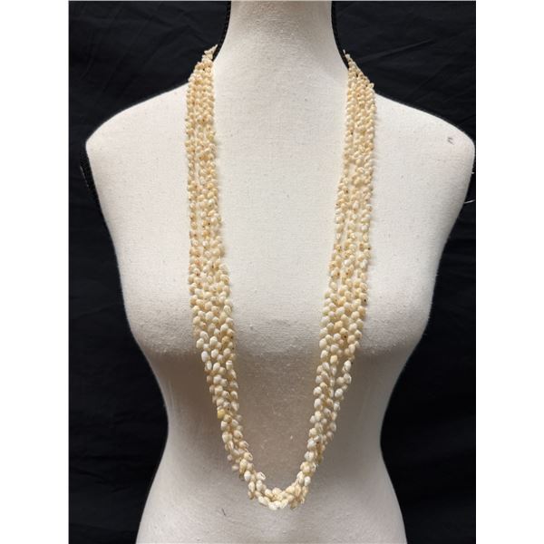 Niihau Shell 3-Strand Kahiko Lei Moanaloa, Momi Ke'oke'o w/ Cowry Clasp & COA 40"L