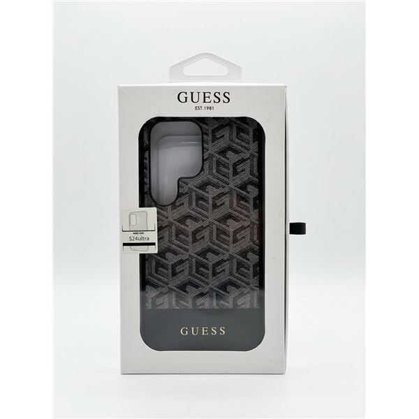 GUESS S24 Ultra Phone Case Black Patterned With GUESS Logo in Box