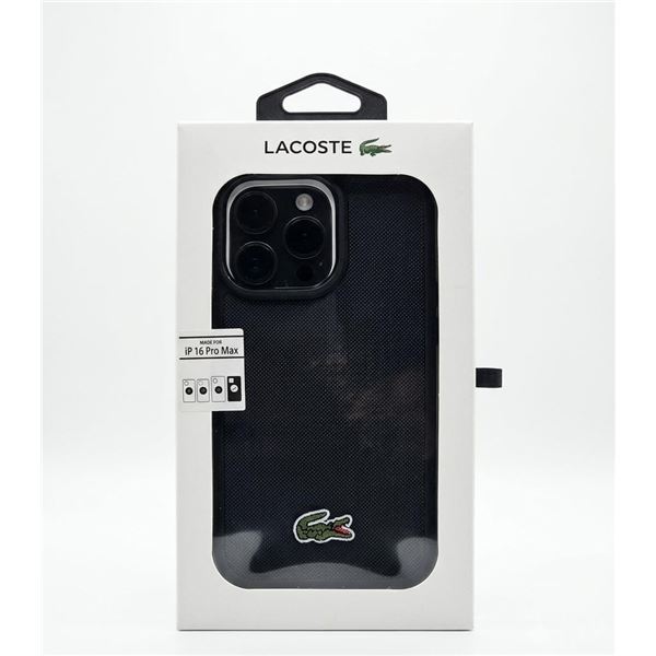 Lacoste iPhone 16 Pro Max Black Case with Crocodile Logo in Original Packaging