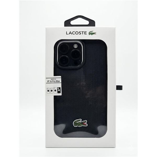 Lacoste Protective Phone Case for iPhone 16 Pro Max Black with Logo