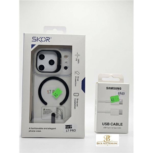 SKOR iPhone 17 Pro Case and Samsung USB Type-C to Type-C Cable