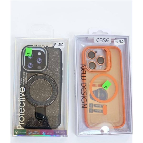 Protective Phone Cases for iPhone 16 Pro Black Glitter and Orange New Design
