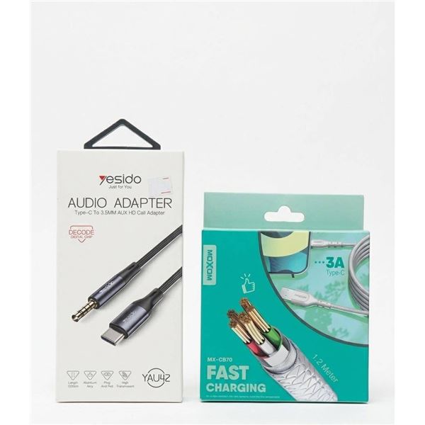 Yesido Audio Adapter Type-C to 3.5mm and MOMAX Fast Charging Type-C Cable Lot