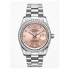 Image 1 : Rolex Oyster Perpetual Datejust Replica Watch, Silver Bracelet, Diamond Bezel, Pink Dial