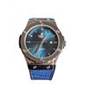 Image 4 : Hublot Style Blue Dial Stainless Steel Replica Quartz Watch with Blue Crocodile Strap