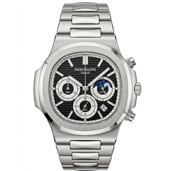 Replica Patek Philippe Nautilus Chronograph Stainless Steel Wristwatch with Moonphase Display