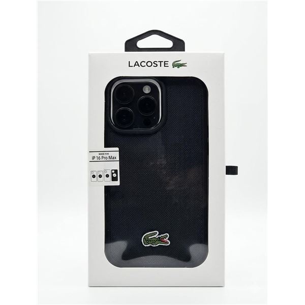 Lacoste Protective Phone Case for iPhone 16 Pro Max Black with Logo