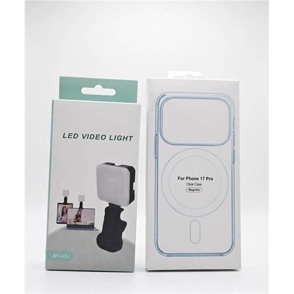 LED Video Light AY-49J and Magnetic Clear Case for iPhone 17 Pro