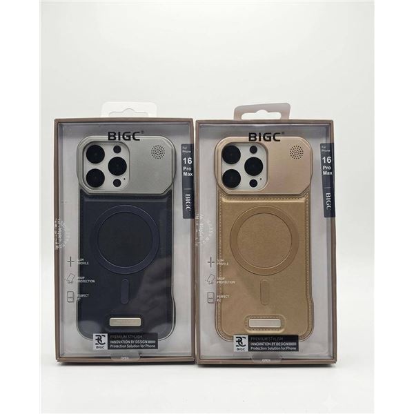 Bigc Best Quality iPhone 16 Pro Max Matte and Soft TPU/PC Cases, Set of 2, Gold and Black