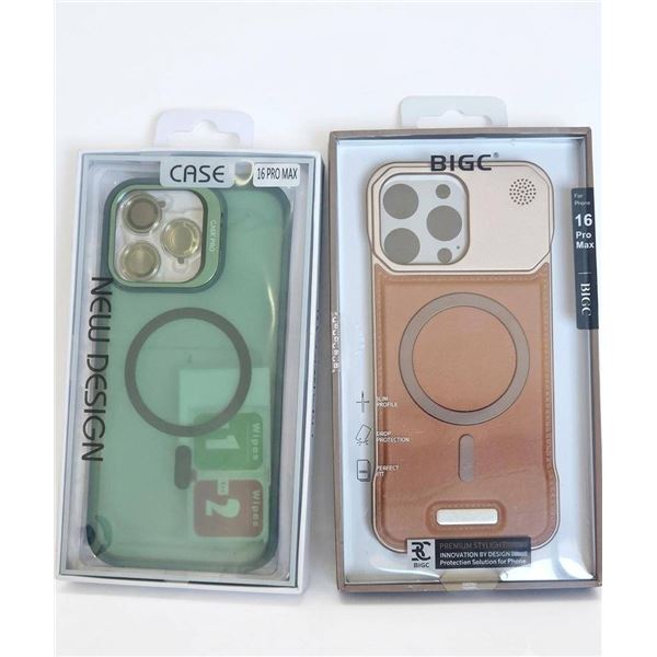 Two iPhone 16 Pro Max Cases MagSafe Clear Green and Brown with Camera Protection