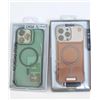 Image 1 : Two iPhone 16 Pro Max Cases MagSafe Clear Green and Brown with Camera Protection