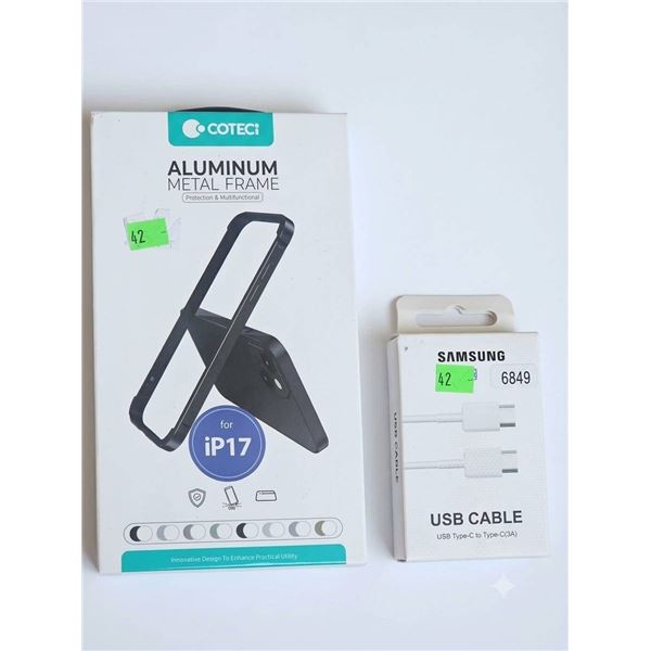 COTECl Aluminum Metal Frame for iP17 and Samsung USB Type-C to Type-C Cable