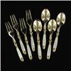 Image 1 : Handcrafted Mother of Pearl & Brass Fork & Spoon Serving Set (DEC-345)