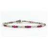 Image 2 : 4+ct Pink Ruby & Diamond 18k White Gold Bracelet $11000+ (JEW-339)