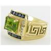 Image 2 : 4ct Mens Top Peridot Sapphire Diamond 14k Ring (JEW-1482)