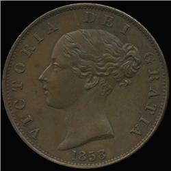 1858/7 British Victoria Halfpenny AU+ (COI-7269)