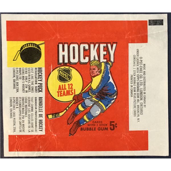 1968-69 O-PEE-CHEE NHL HOCKEY WRAPPER
