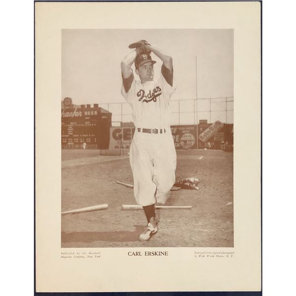 1950's BASEBALL MAGAZINE POSTER - CARL ERSKINE