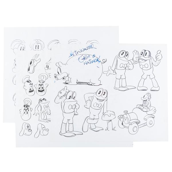 A Grim Natwick Signed Collection of "Flip the Frog" Model Sheets.