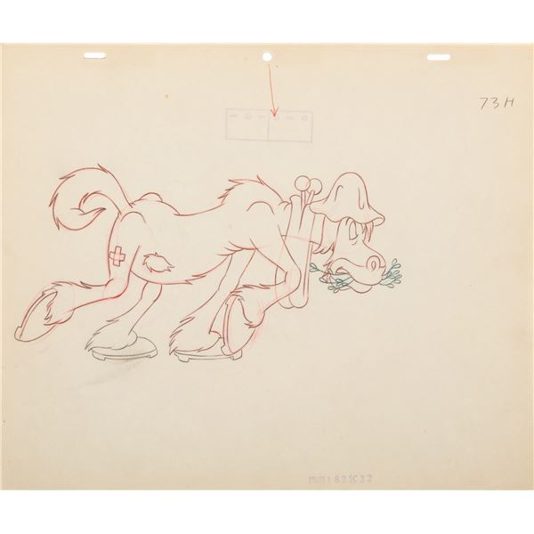 An Original Tom & Jerry "Mouse Cleaning" Production Drawing.