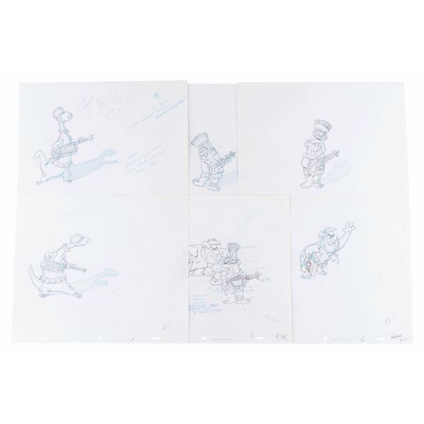 A Collection of Flintstones "Fruity Pebbles" Production Drawings.
