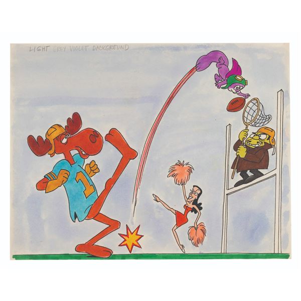 A Rocky and Bullwinkle Scene Cel #14 Original Color Guide.