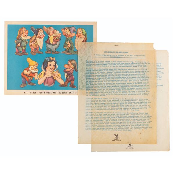 A Kay Kamen Pre-Release "Snow White" Synopsis and Early Fancard.