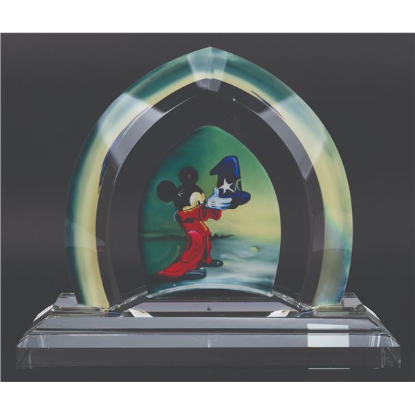 A Mickey Sorcerer's Apprentice Painted Glass Sculpture.