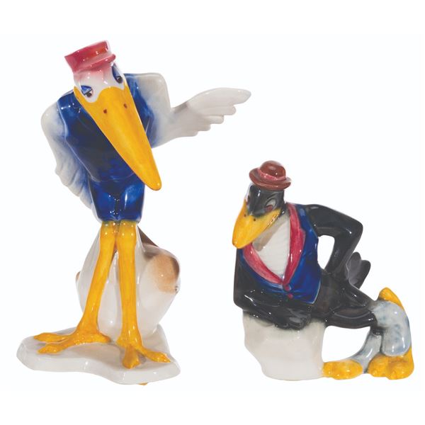A Pair of "Dumbo" Jim Crow and Stork Figurines.