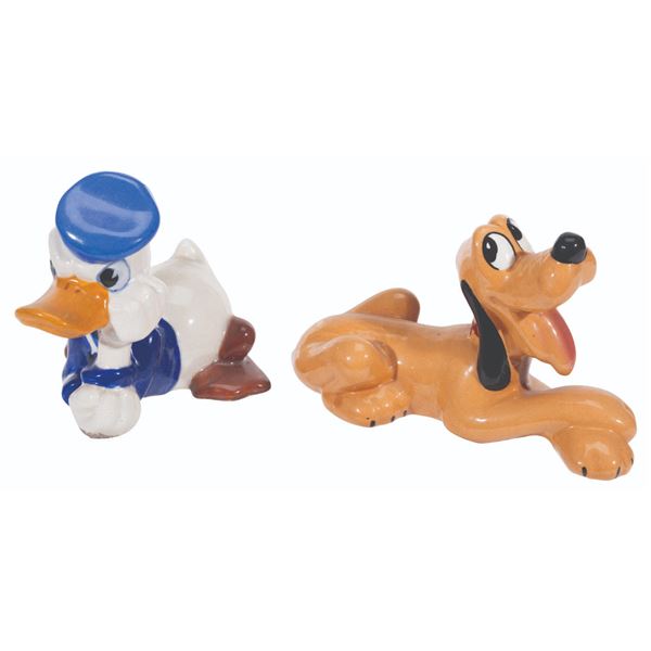 A Pair of Donald Duck and Pluto Ceramic Figurines.