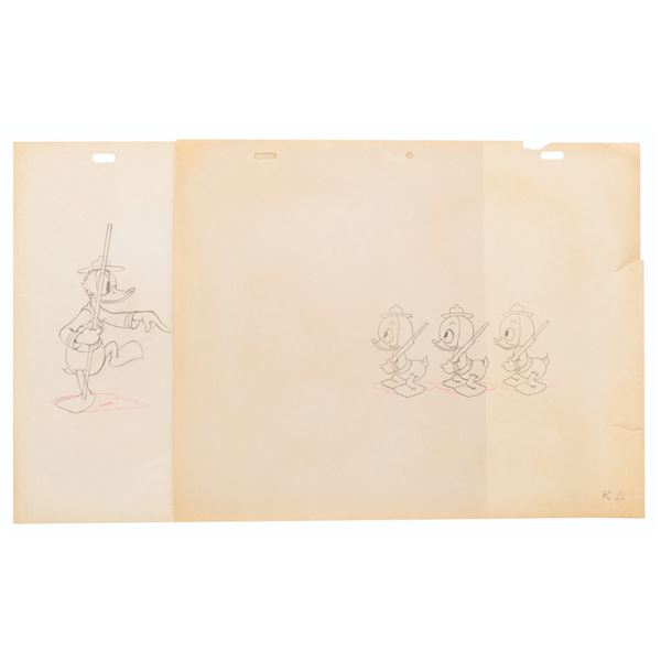 A Pair of Donald Duck & Nephews Original Production Drawings.
