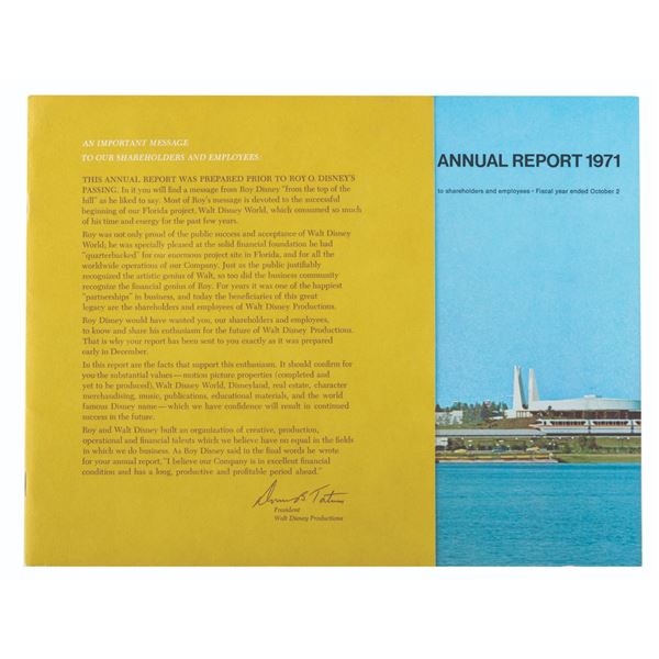 A 1971 Walt Disney Productions Annual Report.