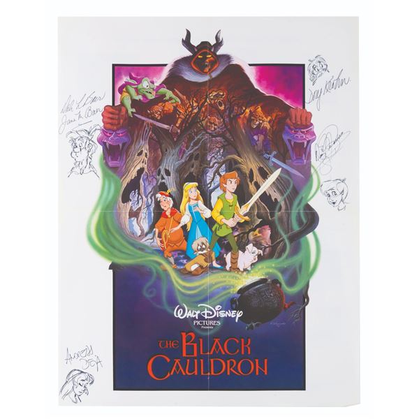 A Multi-Signed "The Black Cauldron" Poster with Sketches.