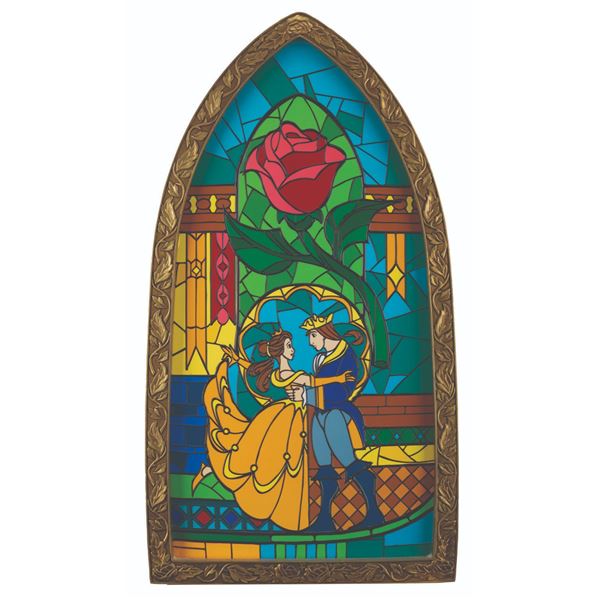 A "Beauty and the Beast" Stained Glass Window.