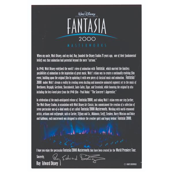 A "Fantasia 2000" Masterworks Poster Signed by Roy E. Disney.