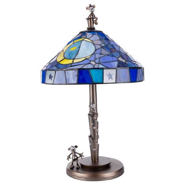 A 75th Anniversary Mickey & Minnie Stained Glass Lamp.