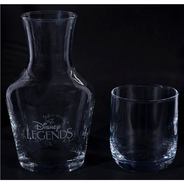 A Disney Legends Glass Carafe and Tumbler Set.