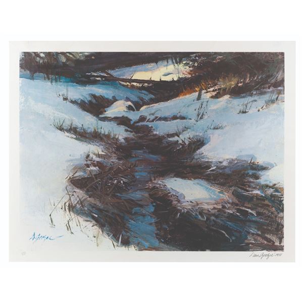 A Dan Goozee Winter Landscape Lithograph.