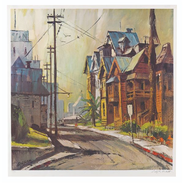 A Ralph Hulett Street Scene Lithograph.