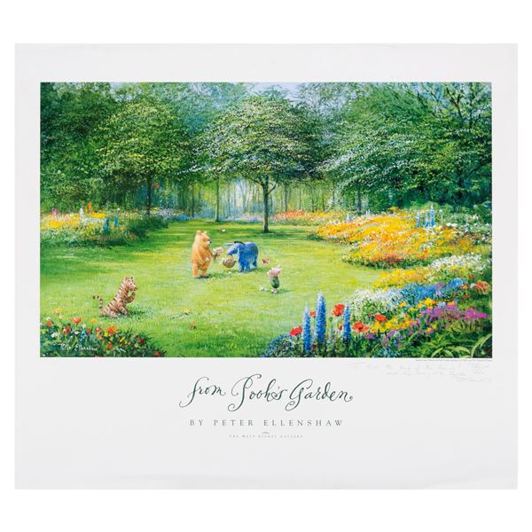 A Peter Ellenshaw Signed "From Pooh's Garden" Print.