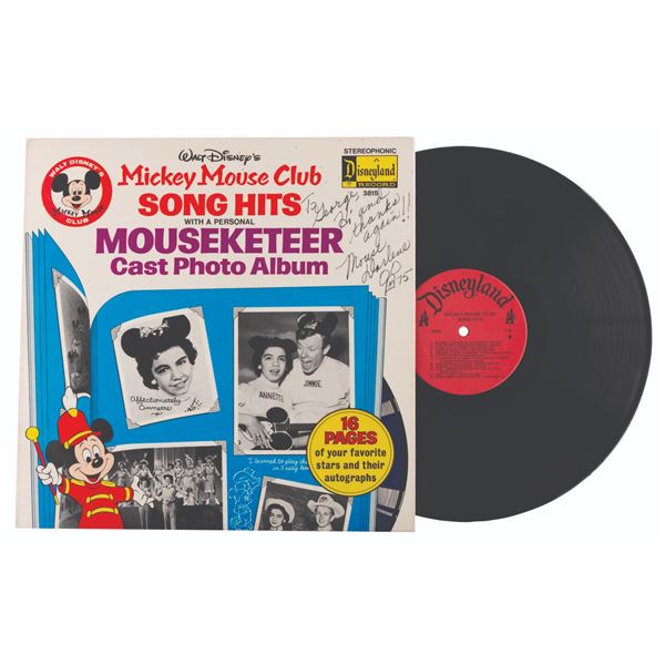 A Signed "Mickey Mouse Club Song Hits with Cast Photo Album" Record.