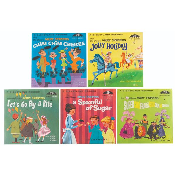 A Collection of "Mary Poppins" 45 RPM Records.