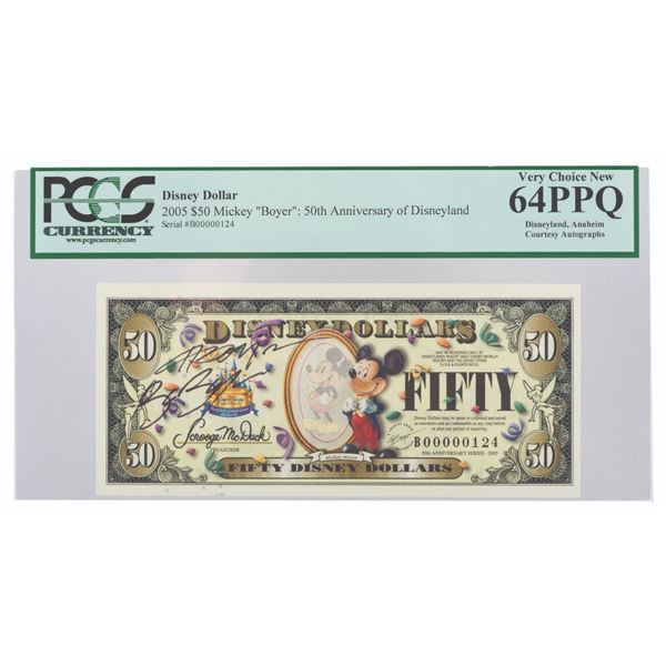 A $50 "Boyer" Disney Dollar Signed By Charles and Bruce Boyer.